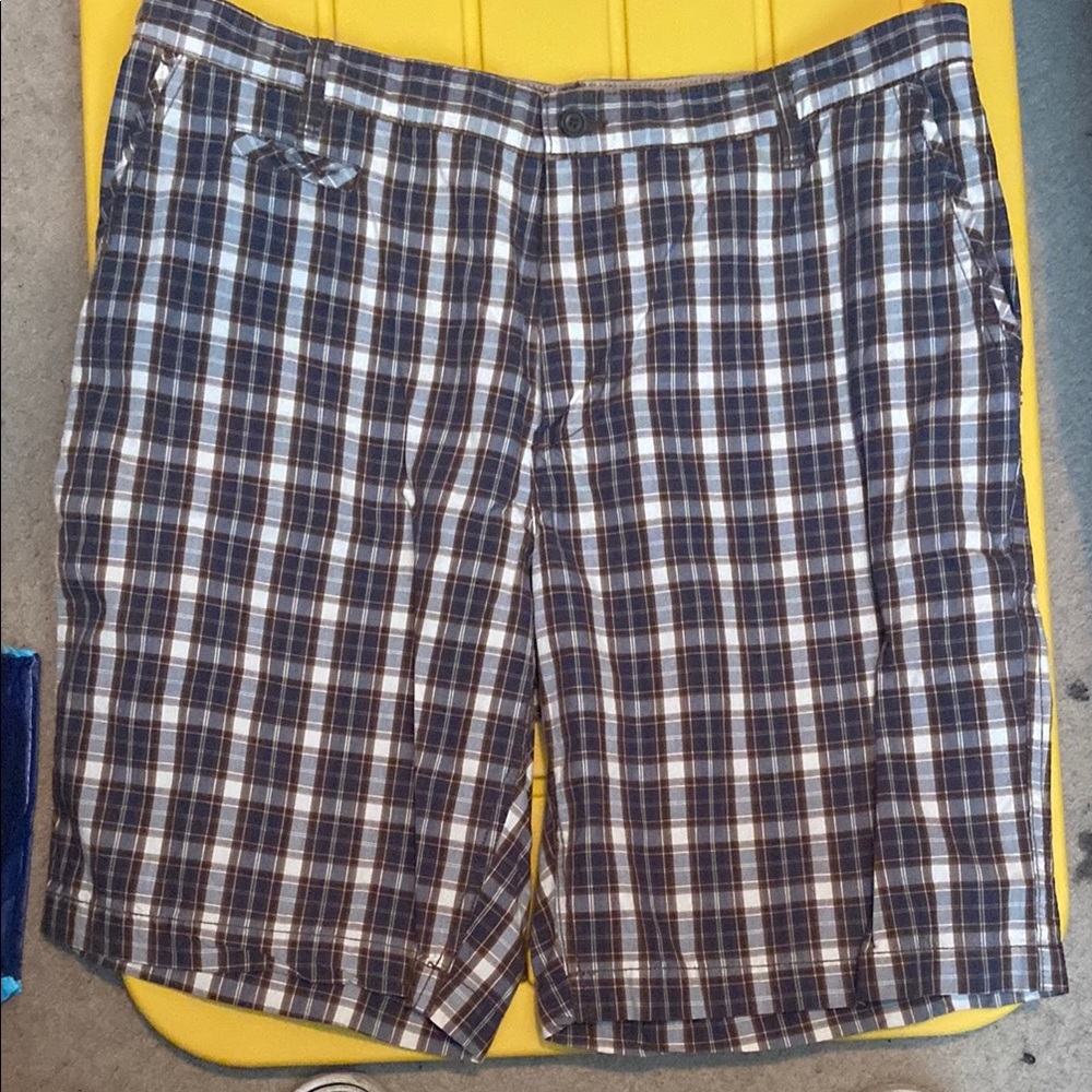 Men's Plaid Shorts - Blue and White